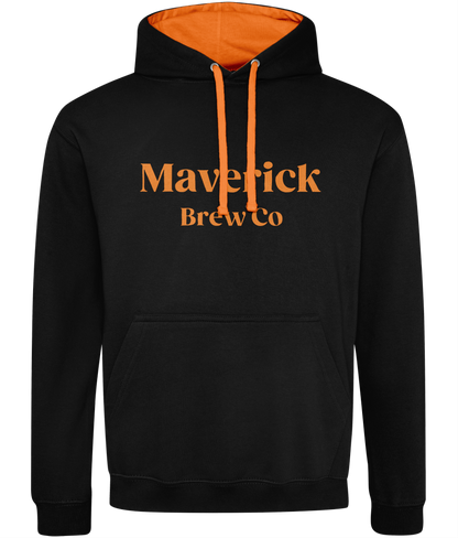 Maverick Brew Co Unisex Hoodie (Orange) Logo Front & back